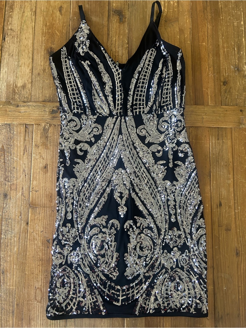 Black Sequin Embellished Mini Dress